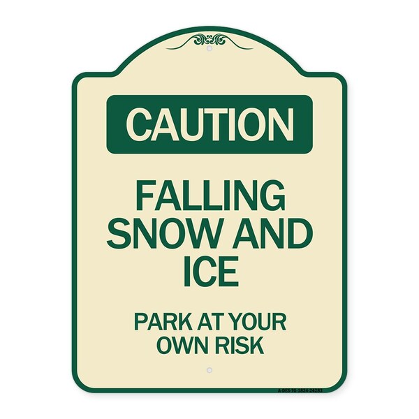 Signmission Caution Falling Snow and Ice Park Your Own Risk Heavy-Gauge Aluminum Sign, 24" x 18", TG-1824-24283 A-DES-TG-1824-24283 - main